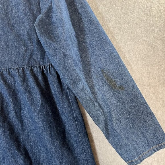 Denim maxi Dress Womens 14 Full Button Front Western Studded Cowboy Boots Hat - Picture 14 of 15